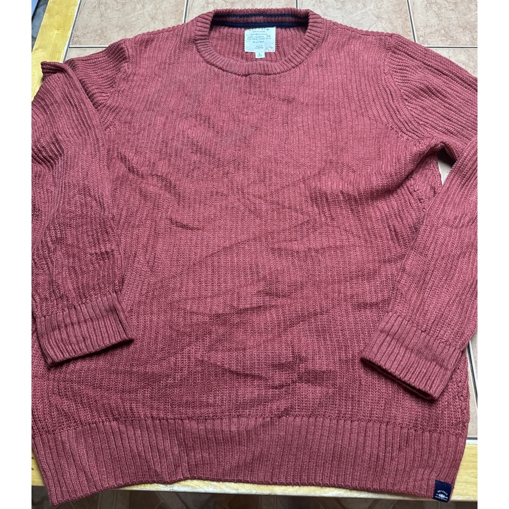 Fat Face Sweater Sz‎ Large Rust Red Orange Cotton Pullover Preppy Outdoors Mens